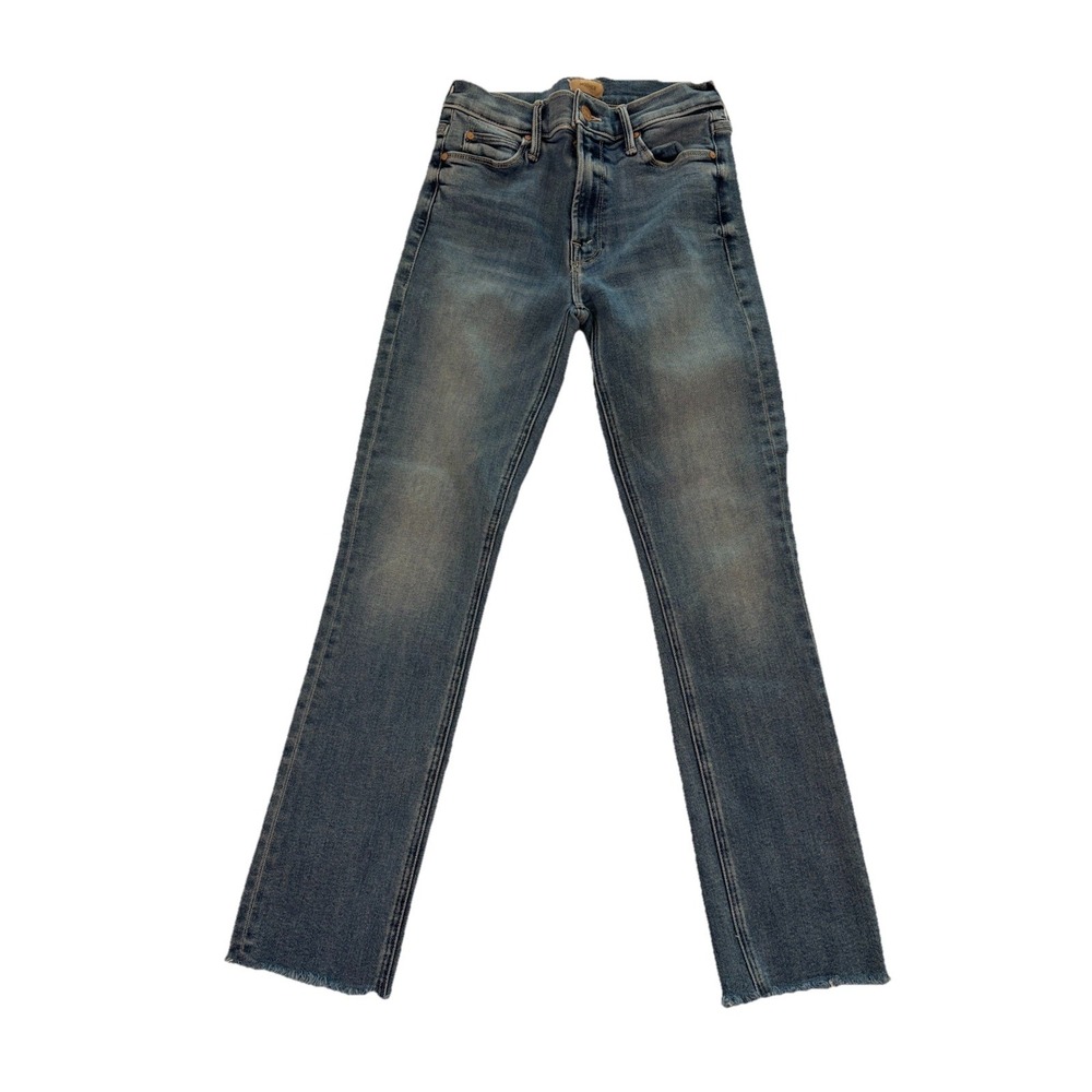 MOTHER Women's Blue Denim Mid Rise Slim Fit Ankle Fray Jeans Size 25 Dazzler